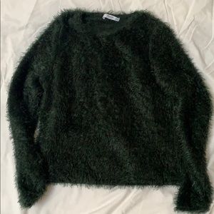 Mango dark green mohair effect sweater